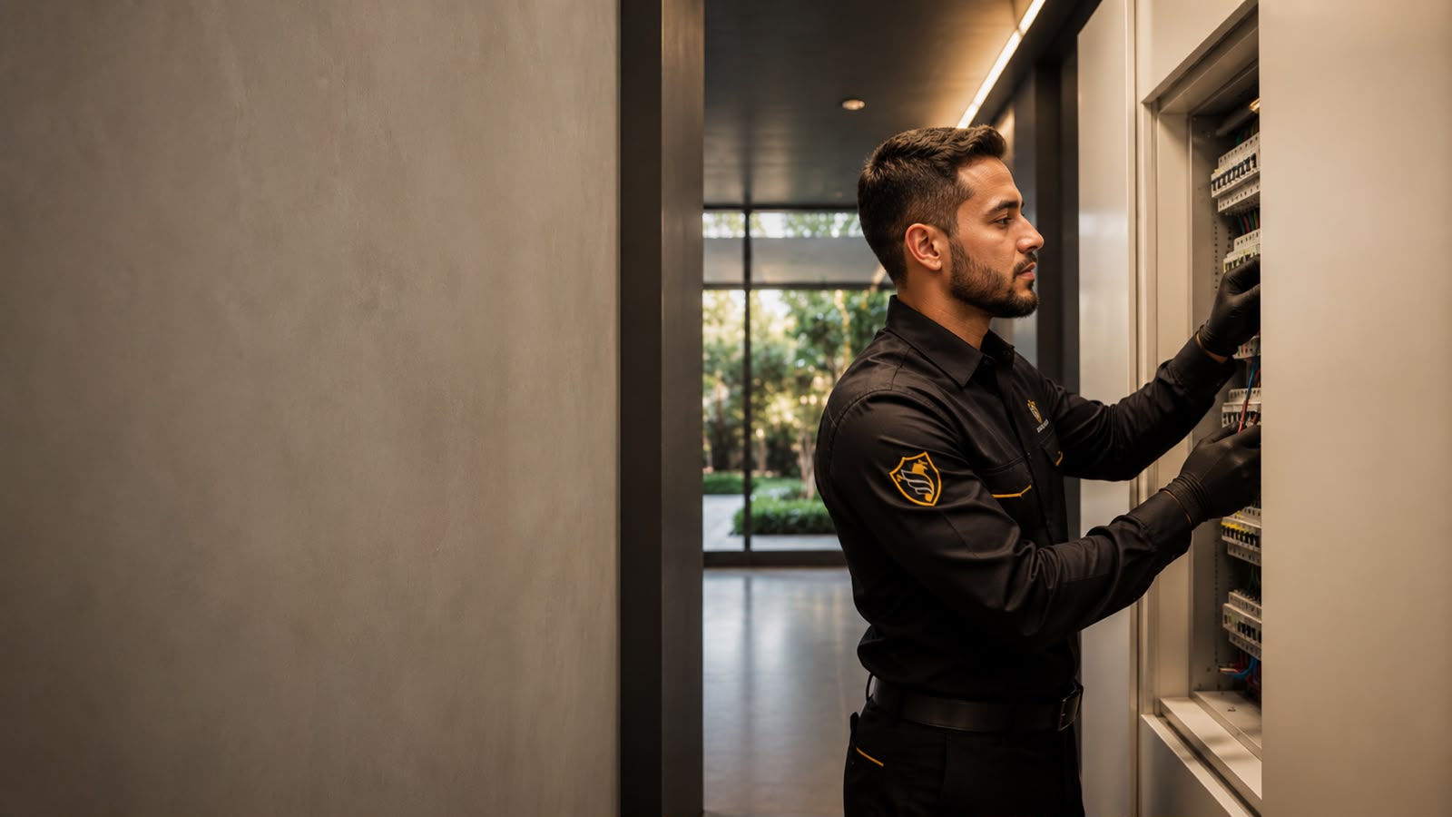Técnico do Grupo Lopes Leal realizando manutenção predial